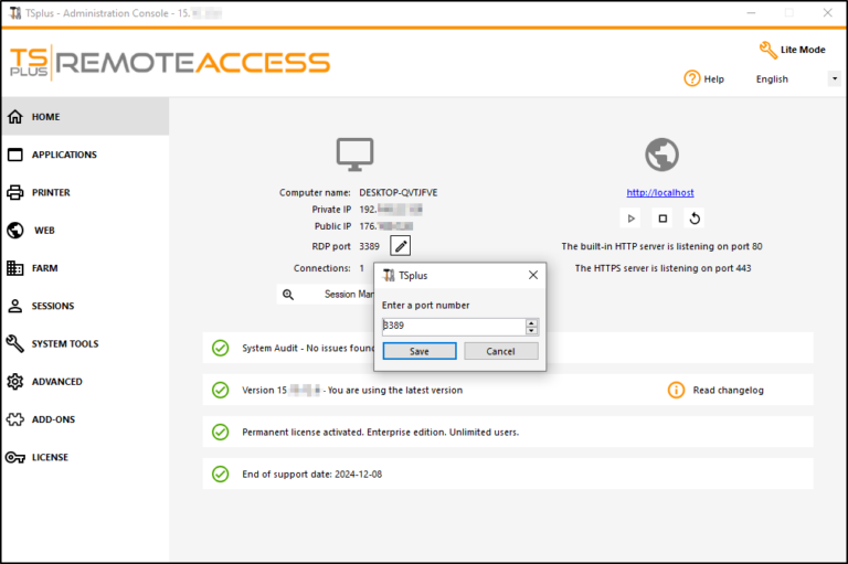 Securing A Terminal Service Plus Server Change TSplus RDP port