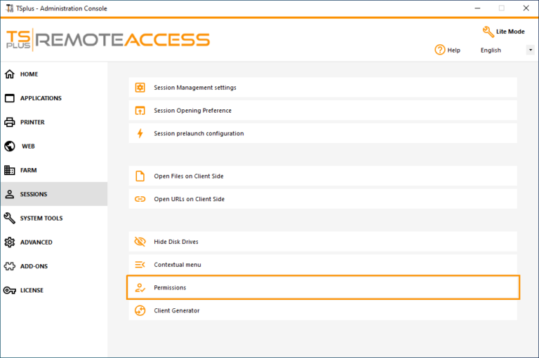 admin tool sessions permissions