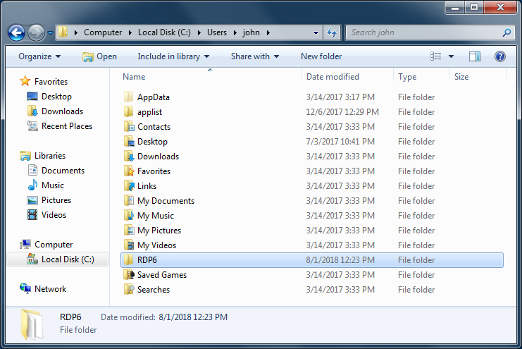 client RDP6 folder