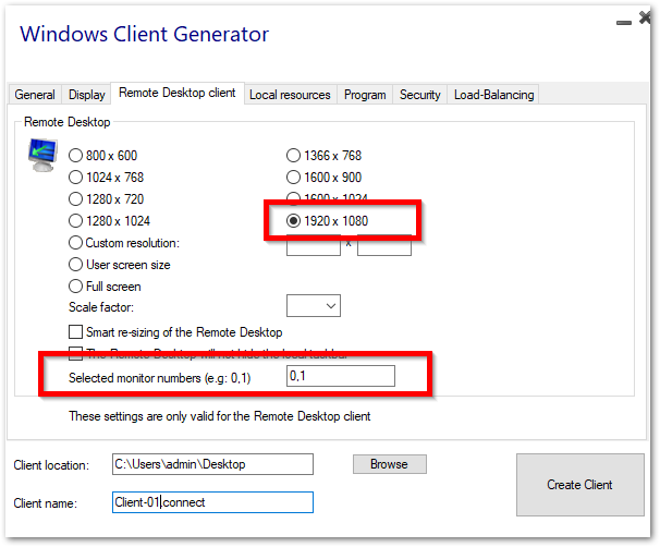 Remote Desktop Client features