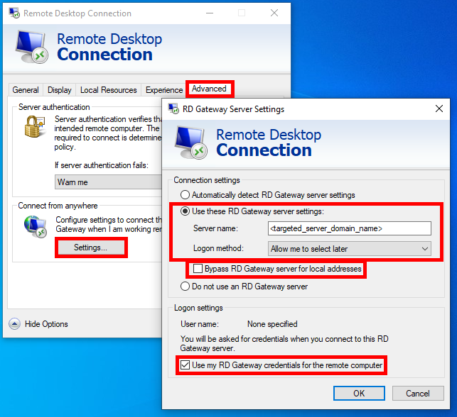 Portable Client Generator mstsc advanced rdg configuration 1