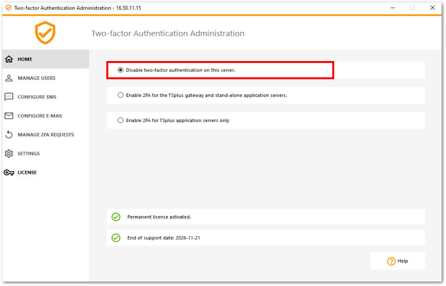 Two-Factor-Authentication twofa admin disable