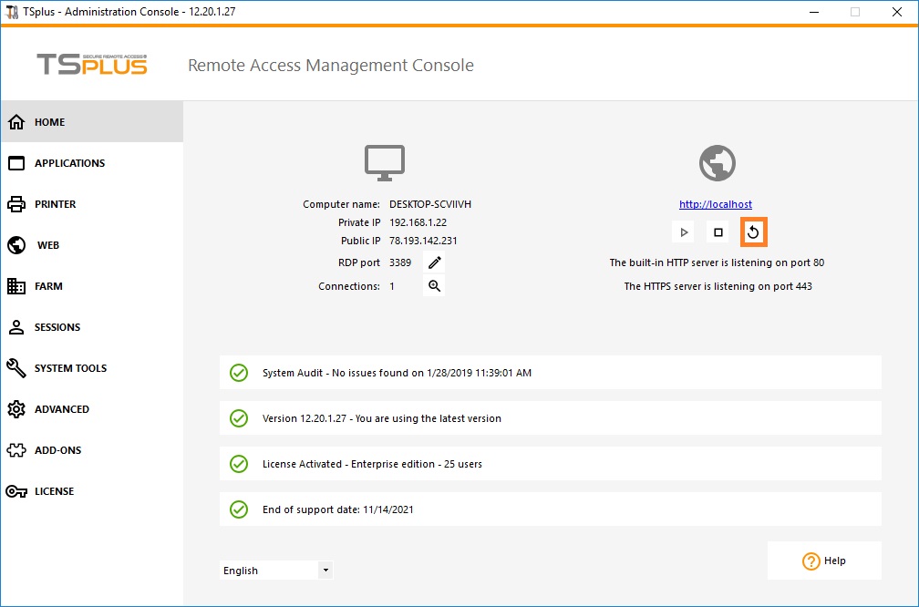 web servers restart 1