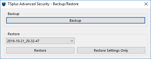TSplus Advanced Security settings-Backup