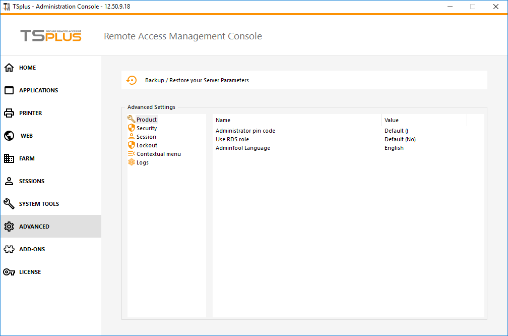 tsplus advanced security tools