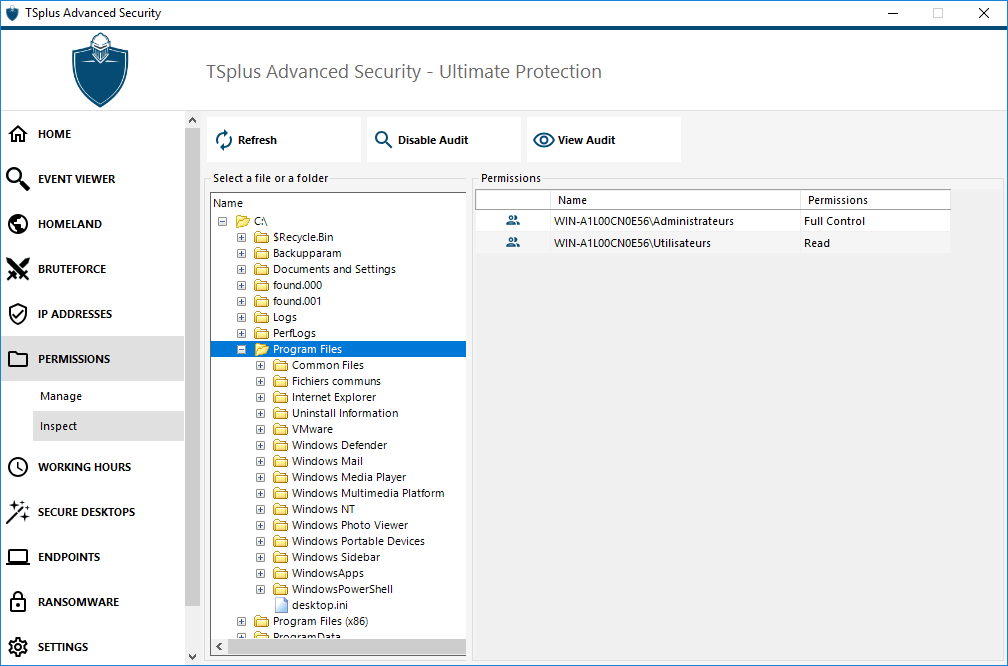 permissions-inspect TSplus Advanced Security