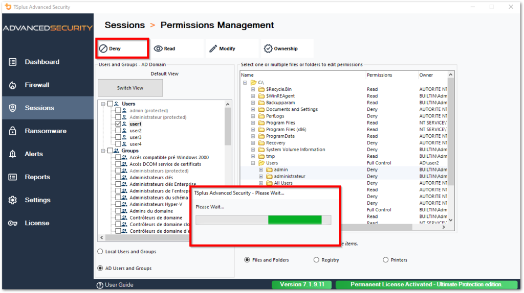 Tsplus Advanced Security Permissions permissions manage registry