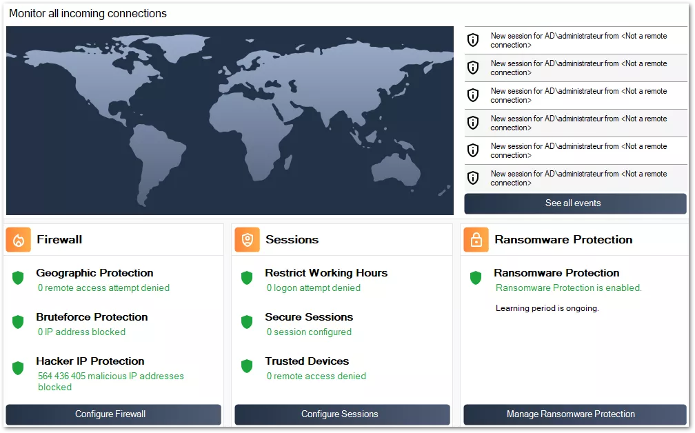 Get Started With Tsplus Advanced Security quickstart prevented threats