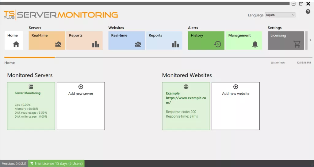 Get Started With Server Monitoring Server Monitoring main screen