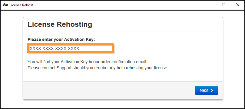 rehost activationkey