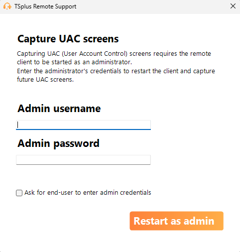 Interact With The Remote Session ask for admin credentials