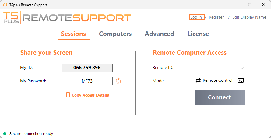 Get Started With Tsplus Remote Support home login