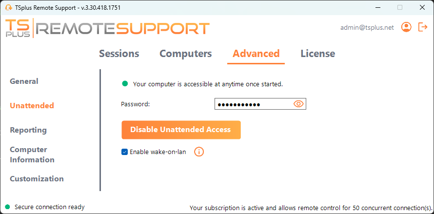 Remote Support Wake-On-Lan enable wakeonlan