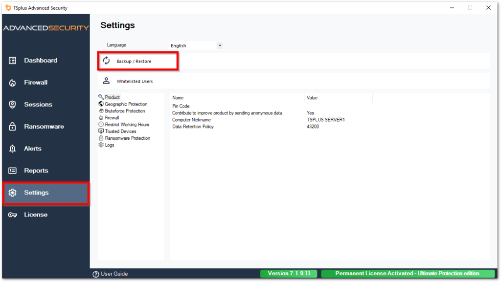 Advanced - Backup And Restore settings advanced backup