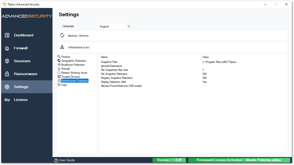 settings advanced ransomware