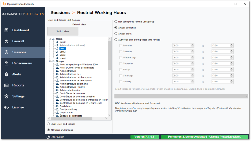 Settings - Users Allow List settings advanced view