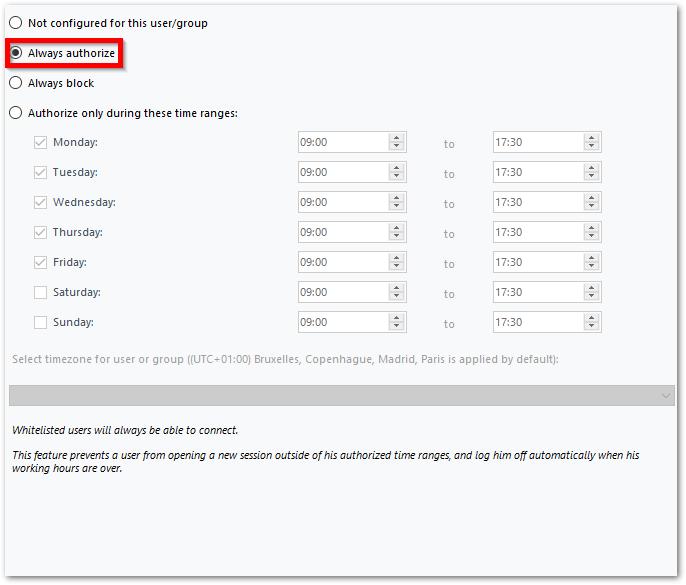 Settings - Users Allow List settings users